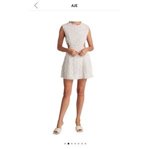 Aje White Scent Of Summer Bead & Floral-Embellished Mini-Dress, AU 4, US 0